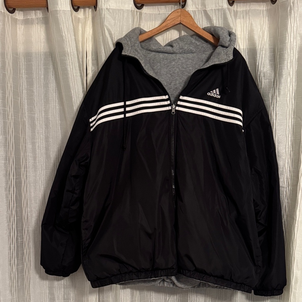 Adidas Men's Black reversible windbreaker